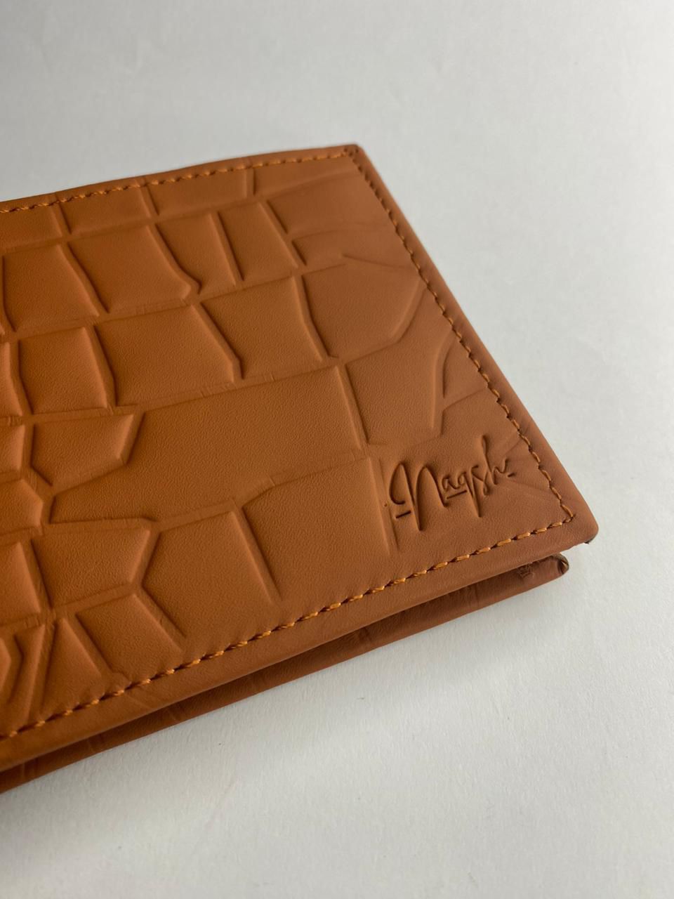 Tan Croc-Textured Leather Wallet#1001