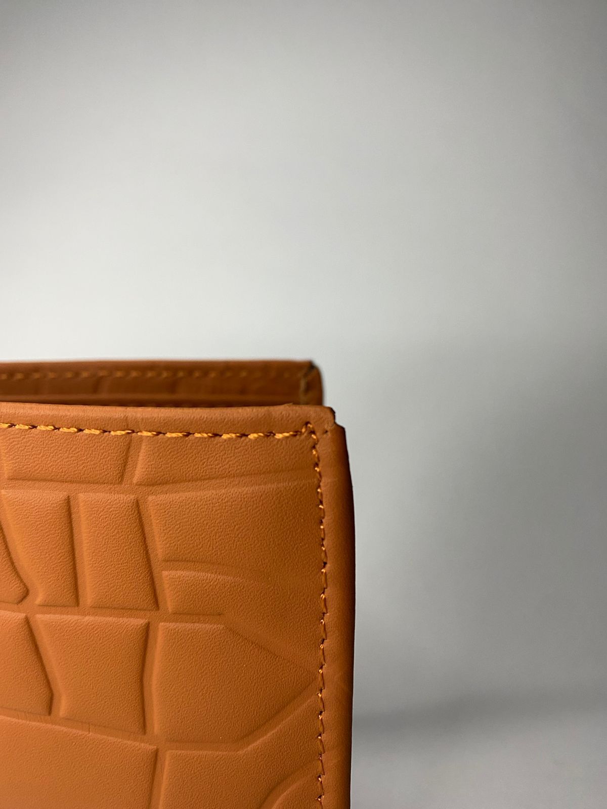Tan Croc-Textured Leather Wallet#1001