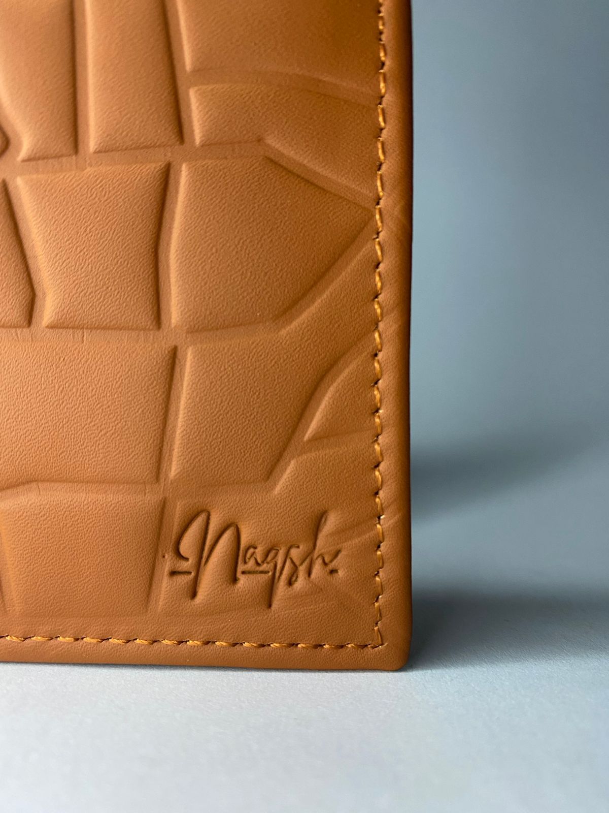 Tan Croc-Textured Leather Wallet#1001